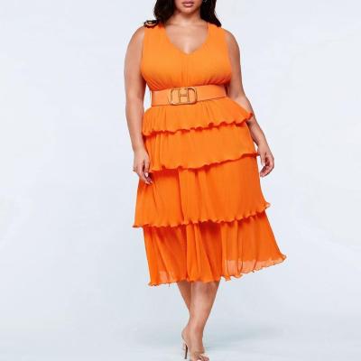 China Plus Size 2020 Summer New Fashion Colorful Women Fat Plus Size Lady Sexy V Neck Dresses Vintage Women Dresses for sale