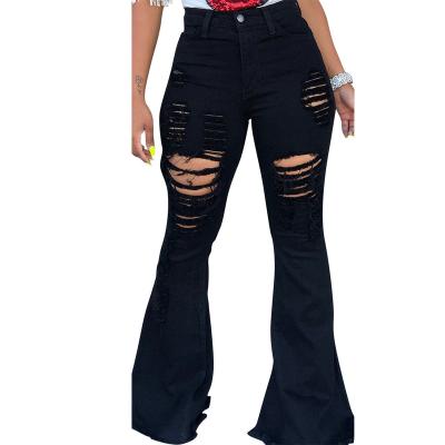 China Hot Selling Casual Solid Color Anti-Static Plus Size Jeans Bottom Bell Bottom Rocket Pants With Great Price for sale