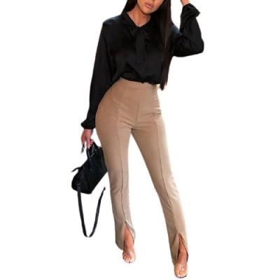 China 2020 new style solid color pencil high waist pants ladies office wear anti-static pants for sale