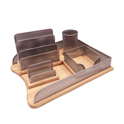 China New Design Office Supplies Metal and Wooden Stationery Office Stationery Set for sale