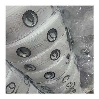 China Modern 75mm Width White Polyester Heading Strips Eyelets Curtain Strip With Holes for sale