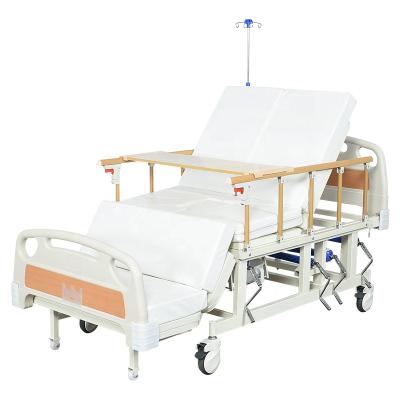 China Metal Factory Supply 15 Years Export Mulit Experience Works Rotation Home Care Medical Hospital Bed With Metal Cranks for sale