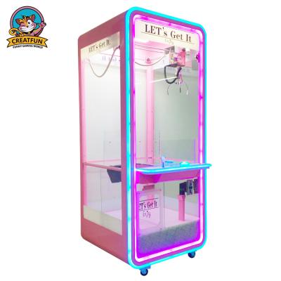 China Full Tempered Glass LED Toy Crane Toy Transparent Luxury Transparent Claw Machine Coin Operated Changeable Doll Claw Game Machine for sale