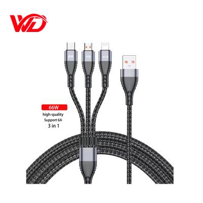 China MP3/MP4 Player 66W QC Charging 0.4 Lines 1.2M 2M Type C Fast Charging Mobile Phone Usb Data Cable 6A Cable for sale