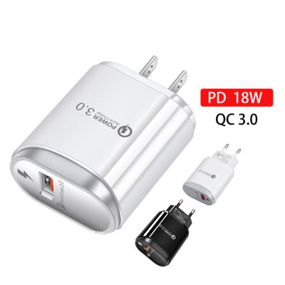 China QC 3.0 USB Fast Charger 18W 3A Quick Charge QC3.0 Wall Adapter EU USA Plug Fast Charging Mobile Phone Charger for sale