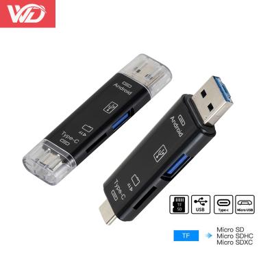 China IUSB Pro Type C USB Micro USB 3 in 1 Ultra-Fast Universal OTG TF Card Reader for Android Phone Computer Extension Headers for sale