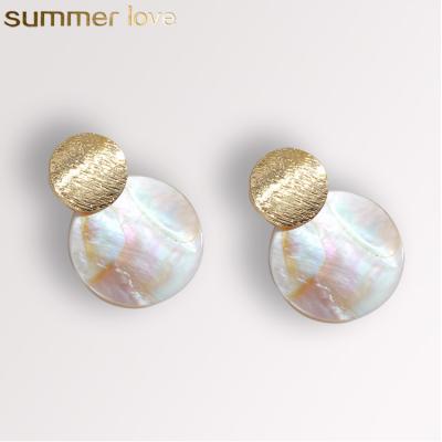 China CLASSIC Wholesale Fashion Jewelry Trend Color Shell Drop Round Irregular Geometric Cool Stud Earrings For Women Girls drop shipping for sale