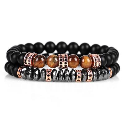 China Wholesale Crystal Gemstone Seed Europe Lava Stone Women Natural Stone Men's Bead Bracelets 7 Chakra Stretch for sale