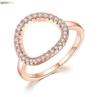 China Wedding Rings Latest 18K Rose Gold Open Eternity Geometric Zirconia Diamond Women Wedding Rings Circle CZ Jewelry for sale