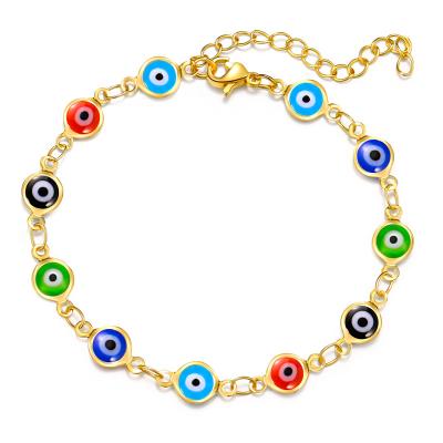 China FASHIONABLE Gold Plating Colorful Enamel Blue Eye Bangle Evil Bracelets For Women Men for sale