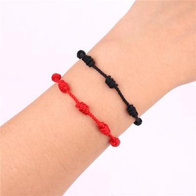 China FASHIONABLE Handmade Woven Style Lucky Waterproof Red Black Rope Knot Friendship Simple Woven Bracelets for sale