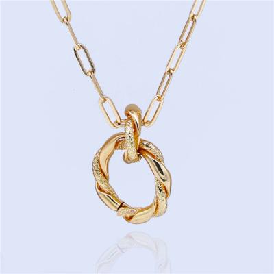 China FASHIONABLE personality gold color personality round circle creative winding pendant necklace chain for sale