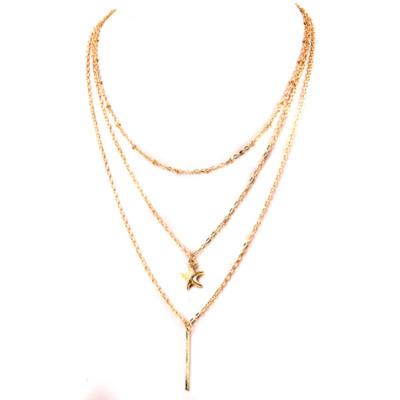 China Vintage Jewelry For Women 2019 Layered Star Shape Gold Alloy Thanksgiving Day Gift For Women Wholesale Pendant Necklace for sale