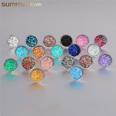 China BOHEMIA Round Gypsophila Crystal Druzy Hypoallergenic Engagement Stainless Steel Sparkle Stud Earrings For Women for sale