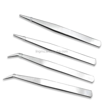 China Customization LINGMU Tweezers Bend+Straight New Stainless Steel Industrial Cross Diamond Tweezers Excellent Quality Custom Paint Tools for sale