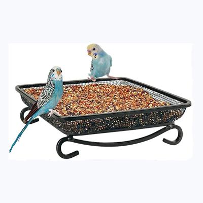 China Automatic Outdoor Black Square Ground Stand Metal Mesh Bird Feeder For Wire Mesh Most Bird Seed Feeder for sale