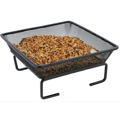 China Automatic Outdoor Garden Iron Mesh Seed Tray Attracting Birds Ground Metal Bird Feeder for sale