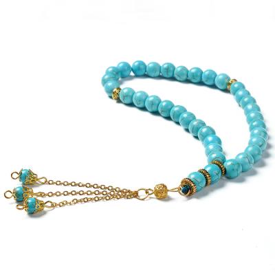 China Wholesale Natural Turkish Arabic Mala Stones Turquoise Manufacturers Best Islamic Muslim Prayer Beads From Saudi Arabia 33 for sale