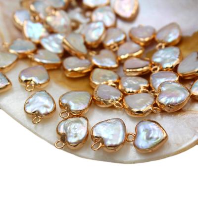 China Baroque Shaped Necklace DIY Jewelry Natural Pearl Heart Necklace Bracelet Pendant Heart Bead Accessories for sale