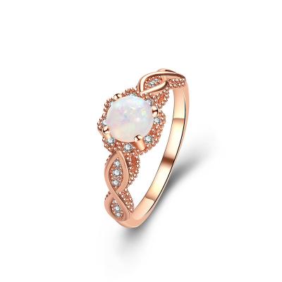 China Fashion TRENDY Wedding Band Jewelry Eternity Finger Ladies Crystal CZ Stone Wedding Engagement Jewelry Ring Women Opal Rose Gold Rings for sale