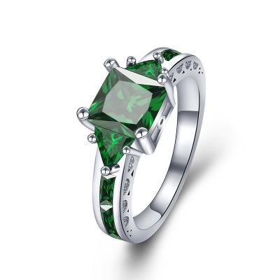 China Fashion Crystal Zircon Birthstone Stone Engagement Ring Women Wedding Rings For Girls Vintage Stone Ladies Green Custom FASHION Finger for sale