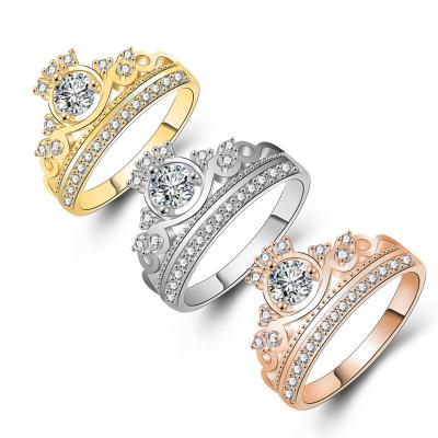 China New CLASSIC Crystal Ladies Girlfriend Eternity Jewelry Finger Ring Custom Crown Rings For Fashion Women Girls Zirconia Stone Mold for sale