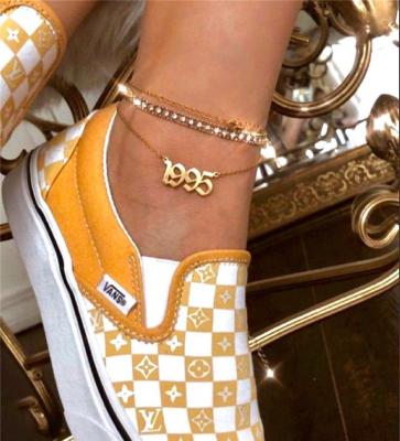 China Old English Year Anklet CLASSIC Birth Color Gold Number Gift Jewelry for sale