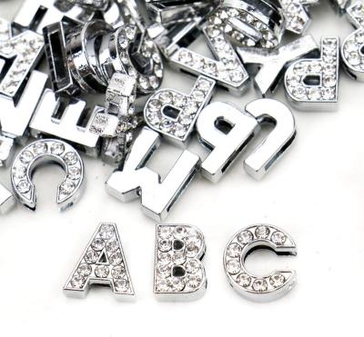 China CLASSIC 100Pcs A-Z Full Rhinestones Slide Alphabet Letter Charms for DIY Bracelets & Bangles Keychains Jewelry Making for sale