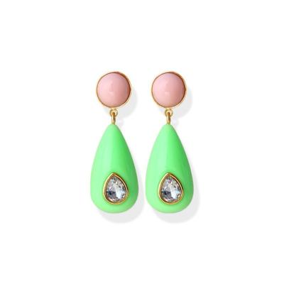 China TRENDY Candy Color Resin Designer Earrings Water Drop Zircon Dangle Drop Earrings for Women Colorful Long Earring Y2K Fashion Jewelry for sale