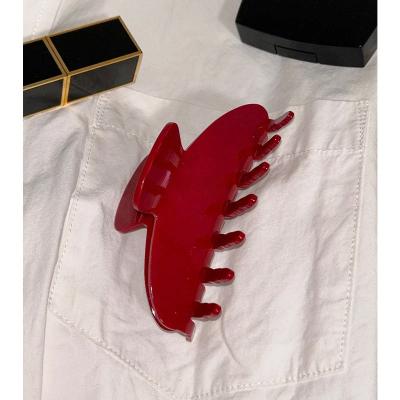 China Minimalist Modern Cherry Red Claw Grabs for Women 10cm Acetate Shark Clips Acrylic Hair Barrette Claws Vintage Hair Accessories Headwear Gifts for sale