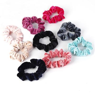 China Wholesale Amazon hair band scrunchy selling hair flannel link women fashion small intestine head band pure velvet elastic hot color environmental friendly for sale