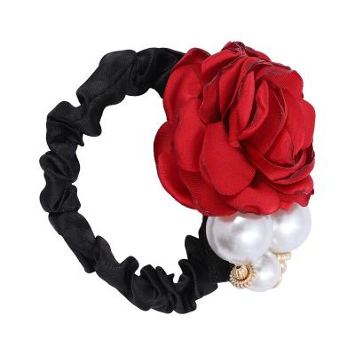 China Zhuyan New Arrival Fashion Personality Pearl Hair Tie Environmental Friendly Korean Rose Elastic Headband Hair Accessories Women Scrunchies Wholesale for sale