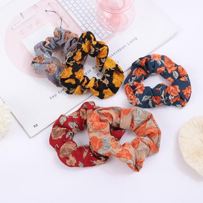 China 5 Various Colors Polyester Floral Print Women's Hair Band Environmentally Friendly Scrunchies Soft Popular Fashion Custom Headbands Wholesale for sale