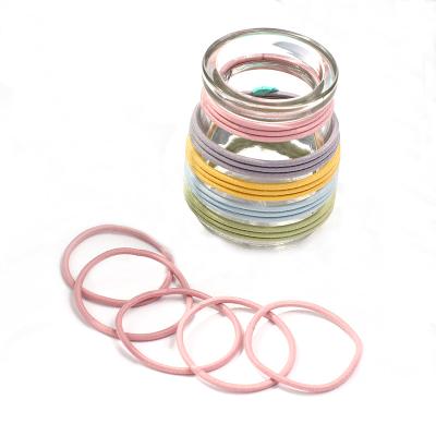 China Fabric+rubber 100pcs 4.5cm Circle High Hair Single Elastic Hair Rope Women Rubber Hair Band Set for sale