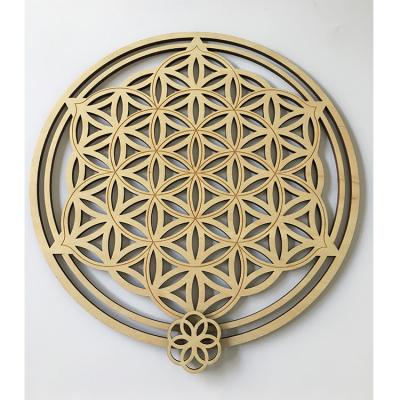 China Religious Home Decoration Wood Laser Engraved Laser Cutting Precision Flower Laser Wood Cutting for sale