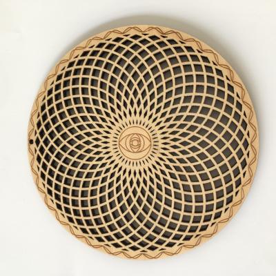 China Laser Cut China Home Decoration Laser Engraved And Wooden OM Symbol For Natural Healing for sale