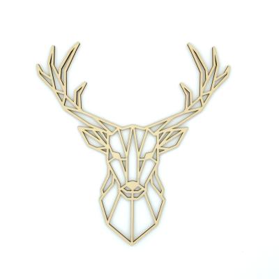 China Europe factory custom wood deer laser cut hollow out home decorations wood pendant for wall wood crafts for sale