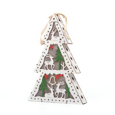 China Hot Triangle Deer Shape Christmas Tree Ornament Factory Sales Wooden Christmas Ornament Decoration for sale