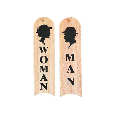 China China 2021 New Wooden Craft Signs Women And Man Toilet Sign for sale