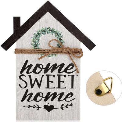 China China Farmhouse Decor Wooden Home Sweet House Hanging Wooden House Ornaments for sale