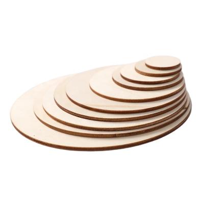 China Europe Round Log Slice Pieces Empty Wooden Circles Engraving Unfinished Wooden Plates for sale