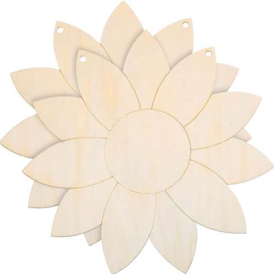 China China DIY Opens Door Hanger Hanging Sign Unfinished Sunflower Shapes Wooden Cut Outs Wall Decor for sale