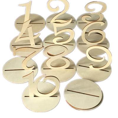 China Customer Natural Material Design Wooden Table Number Holder Wedding Decoration for sale