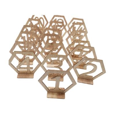 China Natural Material Laser Cut Wood Table Number Stands Wedding for sale