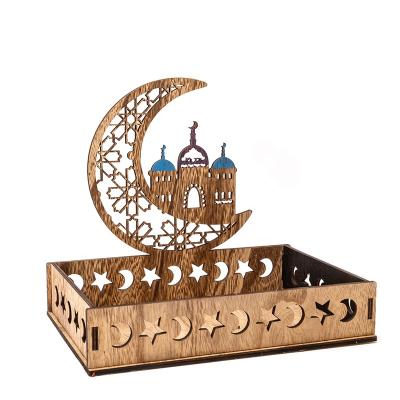 China Natural Material Wholesale Table Ornaments Ramadan Decorations Wooden Wooden Tray 2022 New for sale