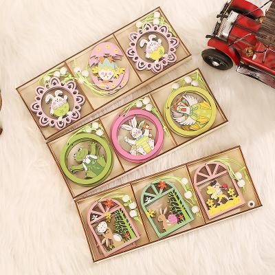 China Natural Material Wooden Wood Slices Decoration Easter Wooden Pieces Easter Decorations for sale