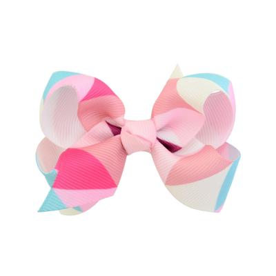 China XUFANG Sweet Multicolor 3 Inch Fashion Lovely Stripe Kids Hair Clip Multicolor Ribbon Hair Bow Clip For Kids Girls Hair Accessories for sale