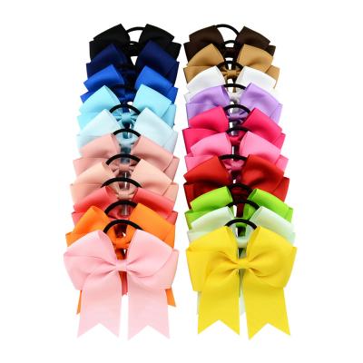 China XUFANG Fashion 4.5 Inch Children's Hair Hoops Candy Colors Soft Ribbon Bow Hair Accessories Girls Hair Ties for sale