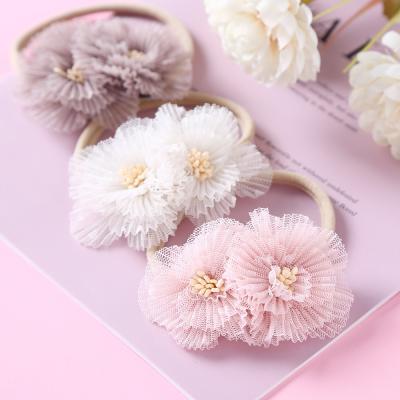 China Wholesale Fashion XUFANG Super Soft Nylon Headbands Handmade Baby Flowers Hair Accessories Shape Princess Headbands for sale