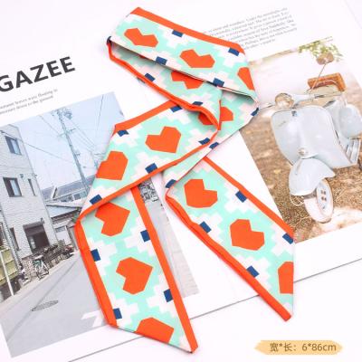 China Fashion XUFANG French Multifunctional Hair Accessories Headbands Scarf Vintage Silk Ribbon Scarves For Braid Hair Color Printed Headbands for sale